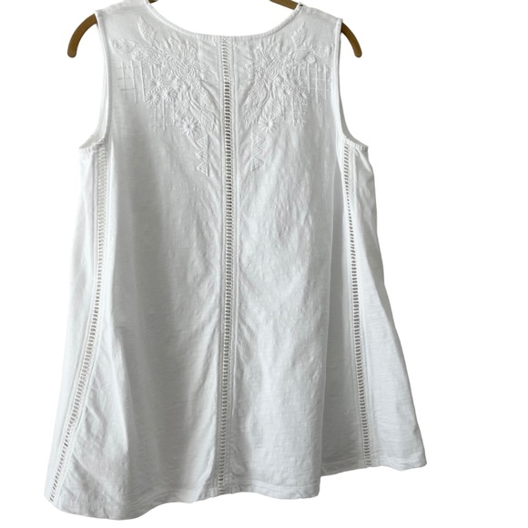 100% Cotton Embroidered Oversized Tunic Tank by Karyn Seo White Size Small - Picture 3 of 7